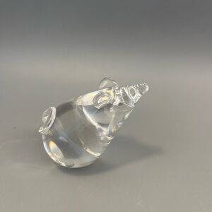 Vintage Clear Art Glass Mouse Paperweight Figurine Polished Flat Bottom Adorable